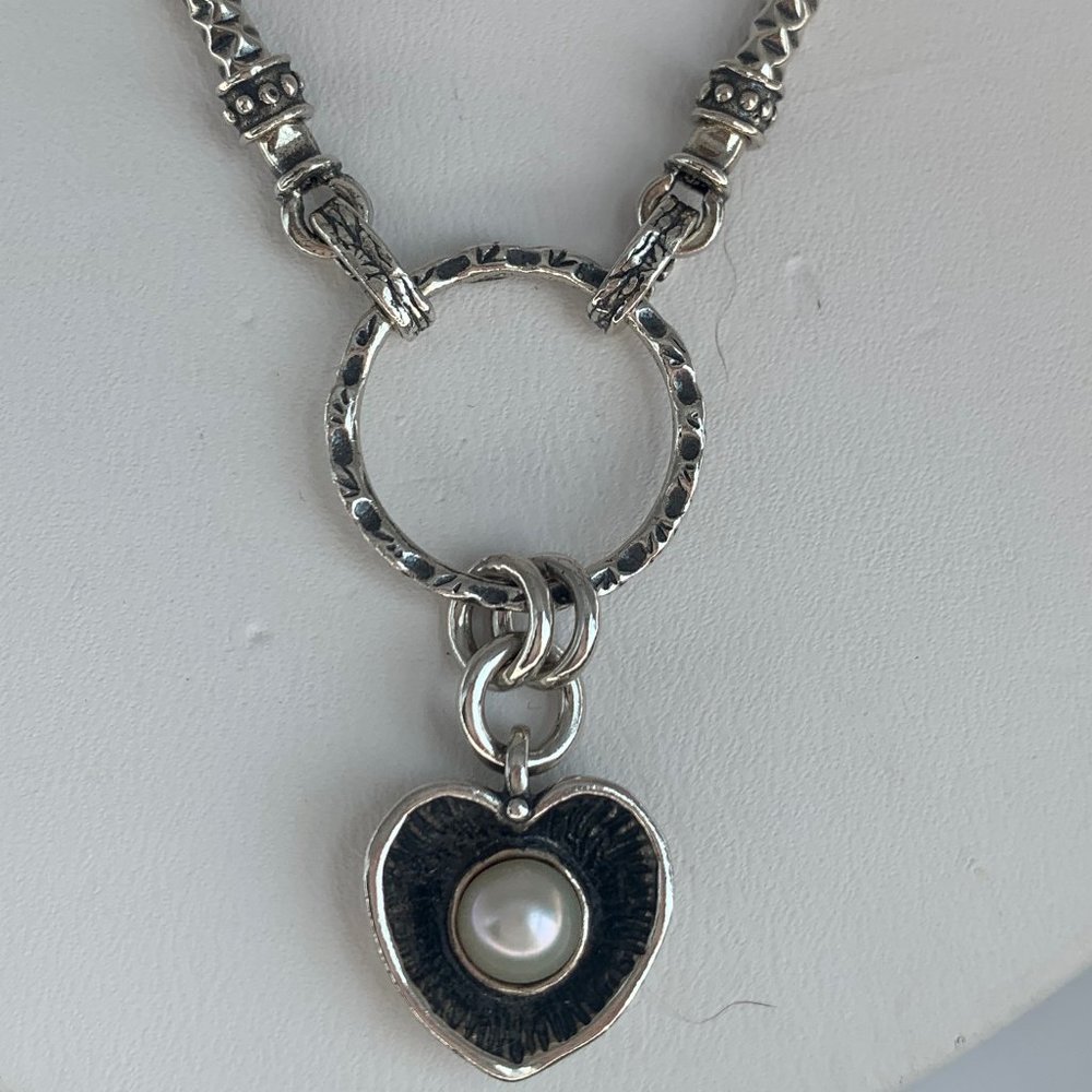 Didae 925 Open Heart Pearl Charm Necklace